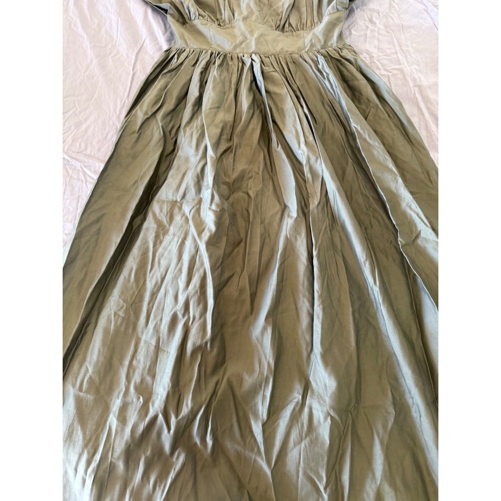 STORIA Olive Lover Dress Women's Large Sage Green Midi Dress NWT Pockets - Picture 6 of 12